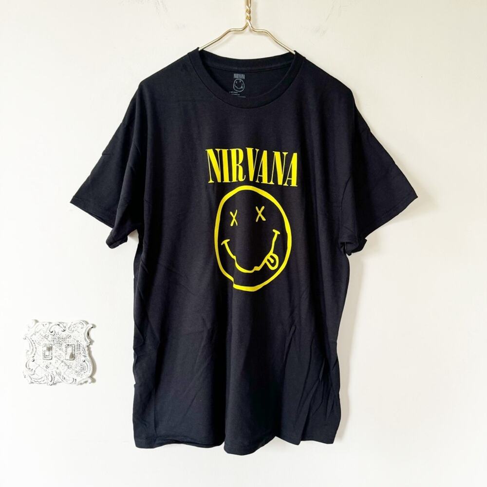 NEW Nirvana Smiley Face Graphic Band Tee T Shirt XL